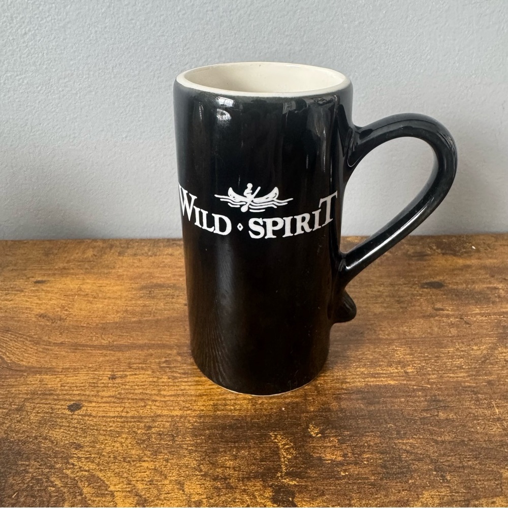 Wild Spirit Liqueur Mug Vintage Barware Black Ceramic 4.5” Tall Shot Mug